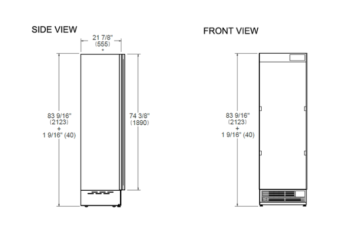 24 Built-in Refrigerator Column with Internal Water Dispenser, Reversible Door | Bertazzoni